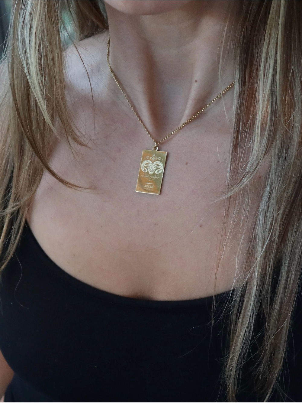Gold Aries Zodiac Necklace - Picture 1 of 3